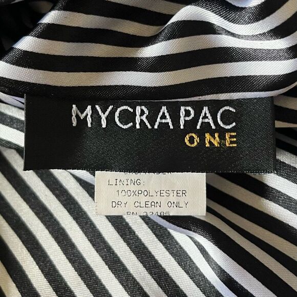 Mycra Pac Short Gabby Raincoat Medium Large Black Striped Embroidered Lining - Picture 12 of 15